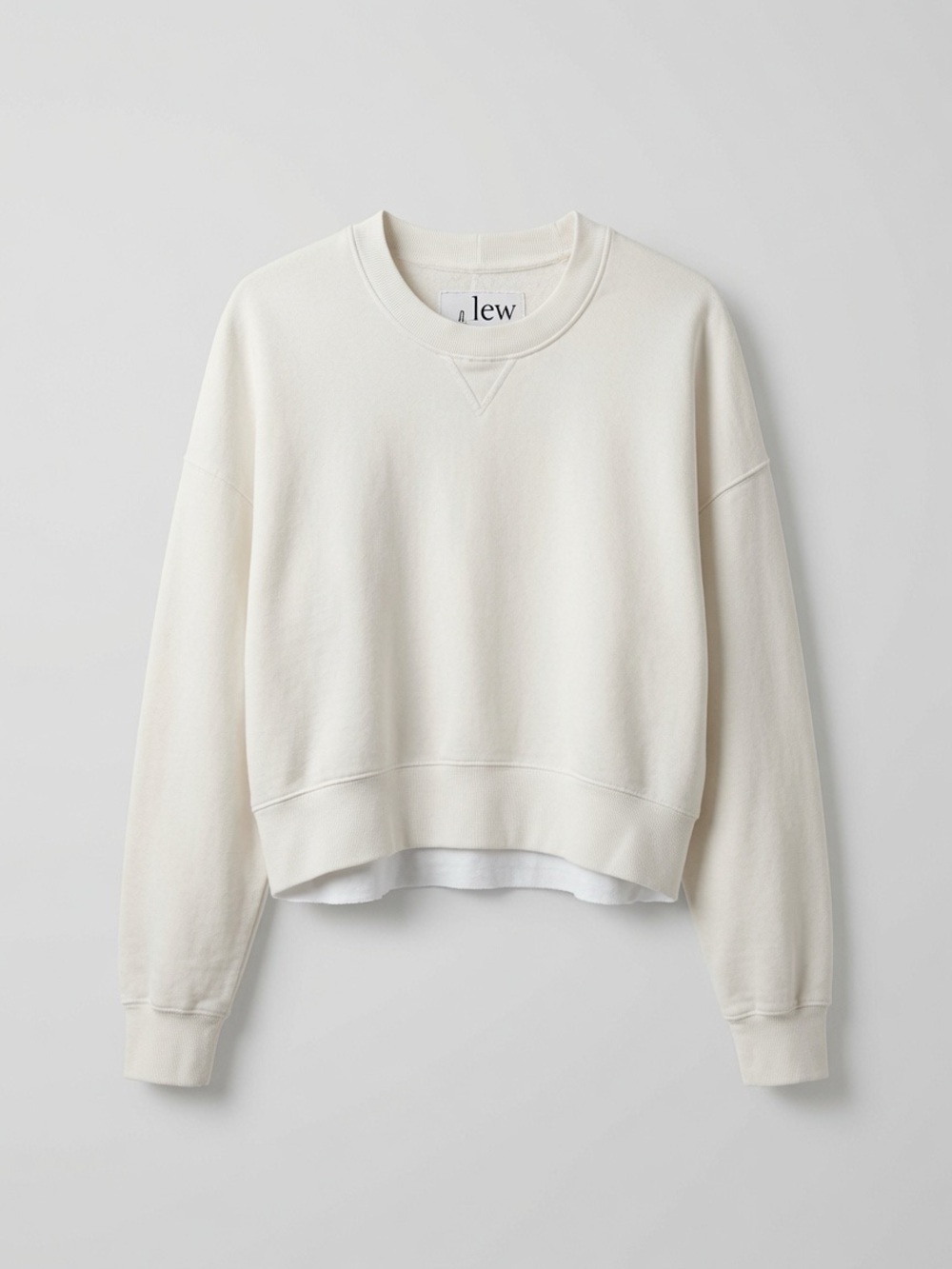 Lew Los Angeles Women’s Crop Sweatshirt Tall Sz L in Cream Loungewear Athleisure